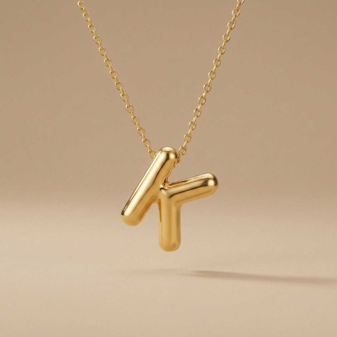 Bubble Letter Initial Necklace