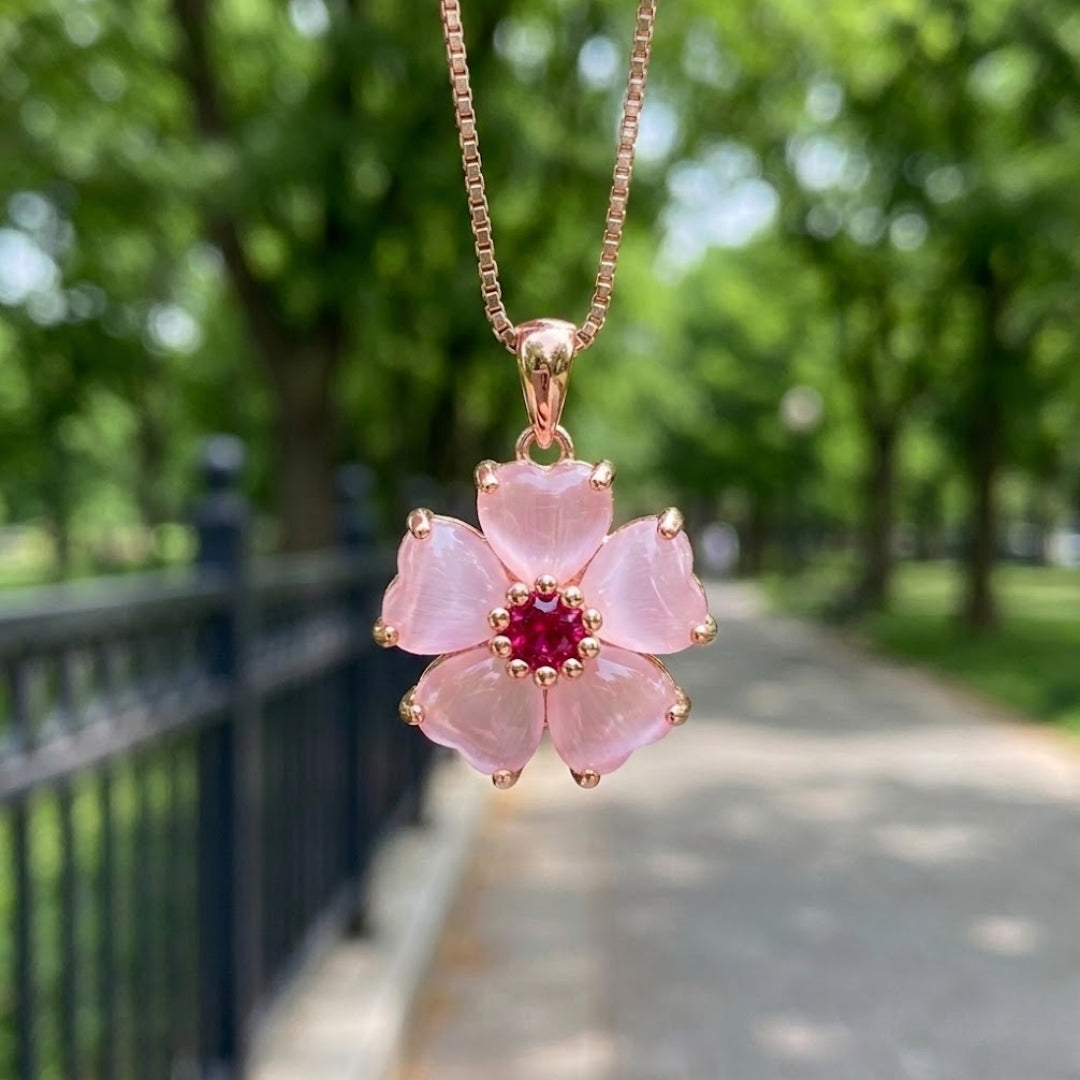 Pink Hibiscus Rose Necklace