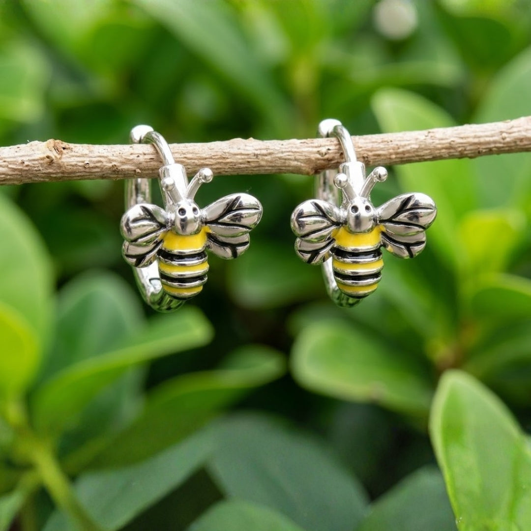Bee Gold & Silver Hoop Earrings