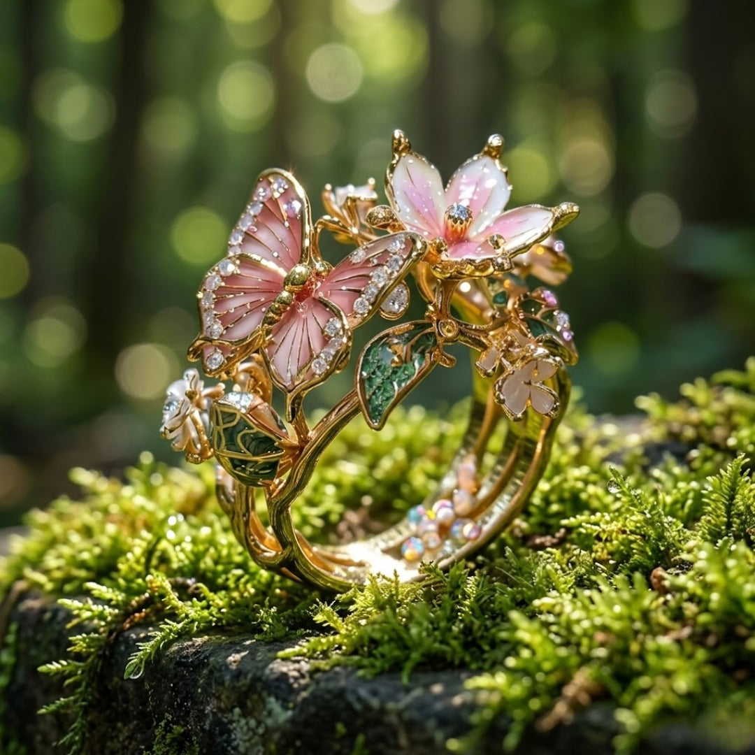 Nature Bright Butterfly Zirconia Ring