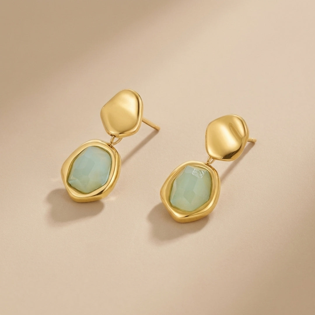 Gold Aquamarine Drop Earrings