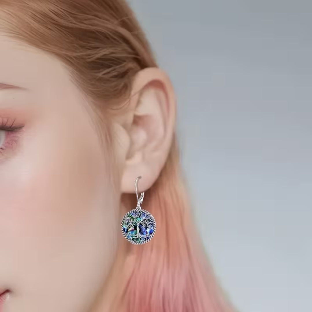 Abalone Tree of Life Drop Earrings