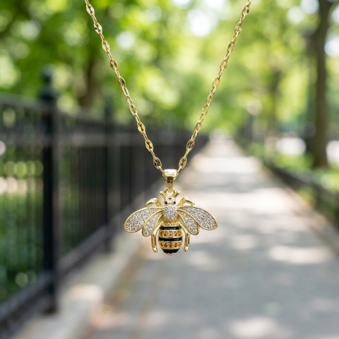 Golden Bright Bee Necklace