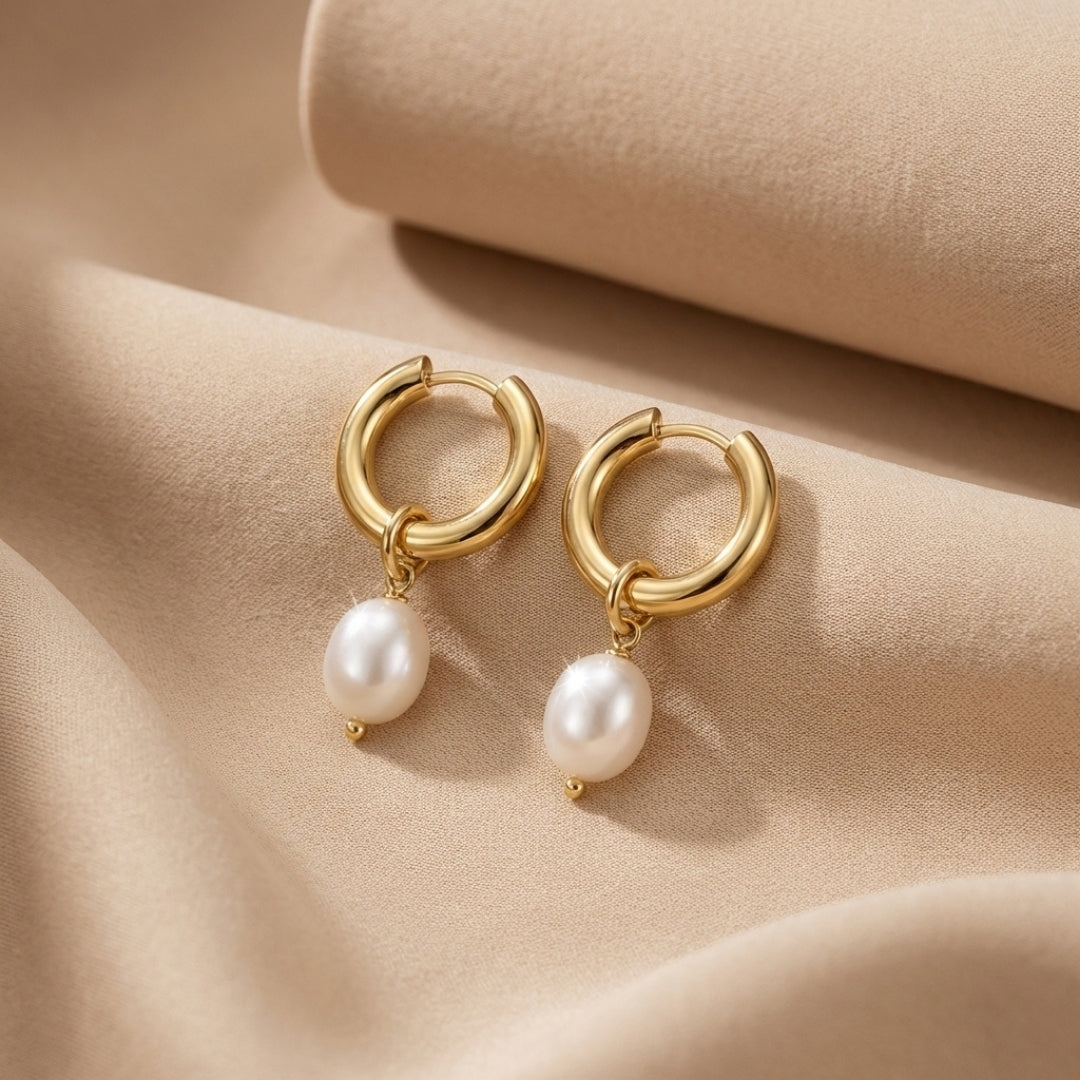 Bethany Pearl Drop Hoop
