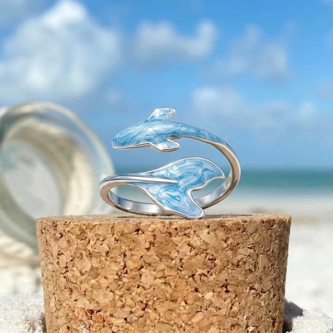 Adjustable Blue Dolphin Ring