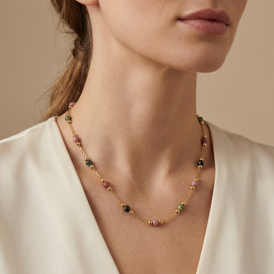 Lulu Spring Beaded Stone Necklace