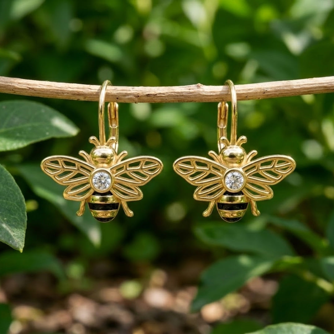 Golden Bee Zirconia Earrings