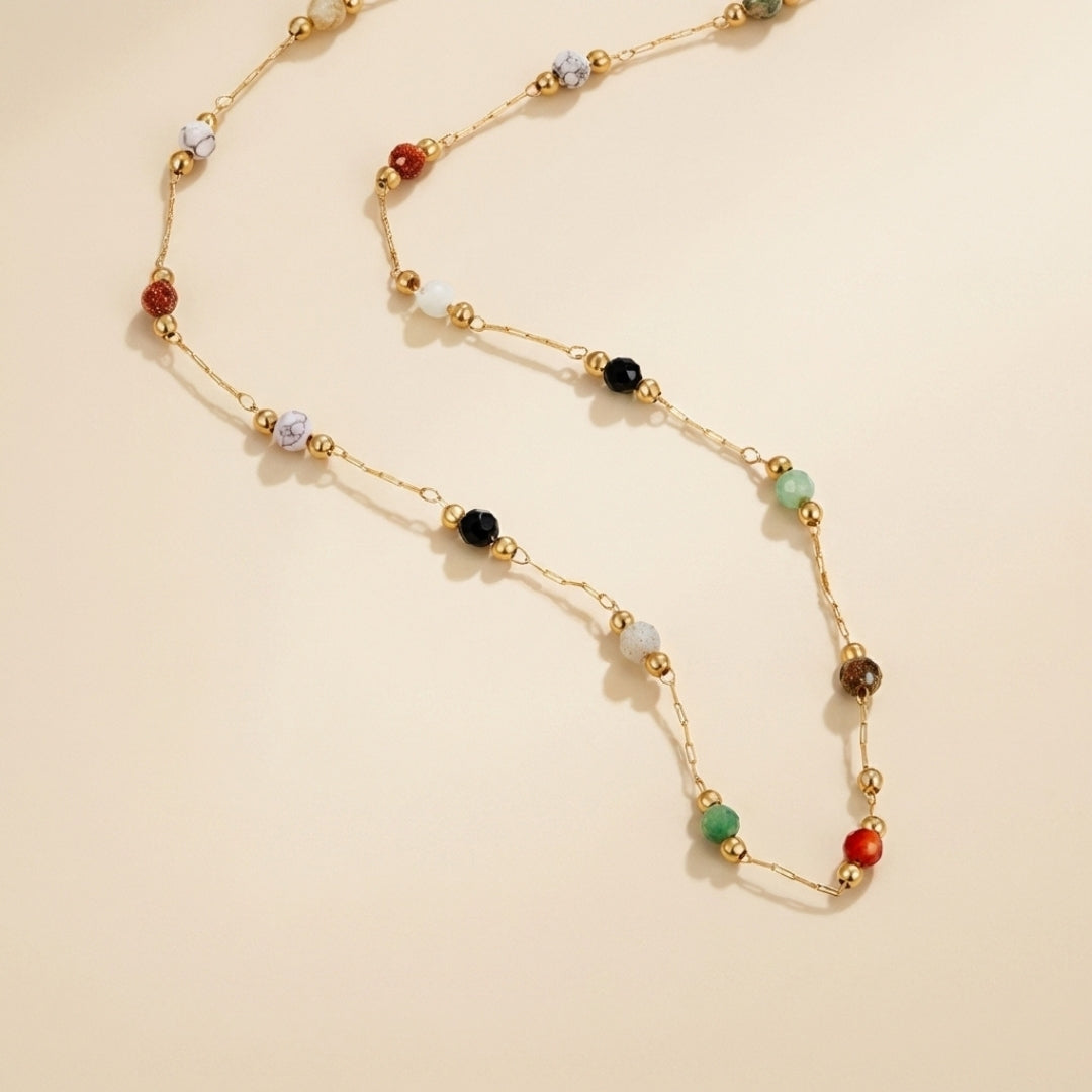Lulu Beaded Stone Necklace