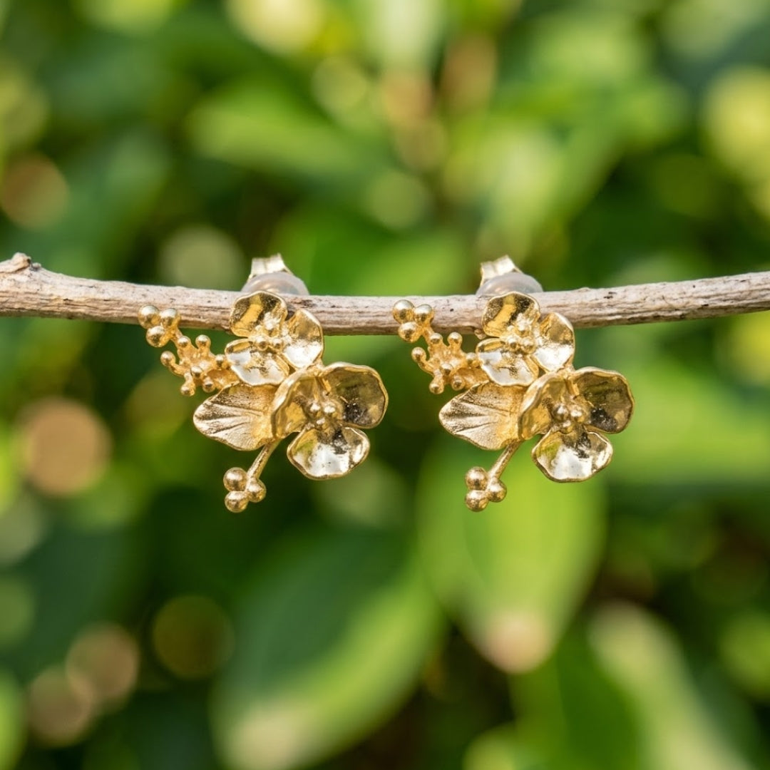 Blossom Gold Forged Earrings