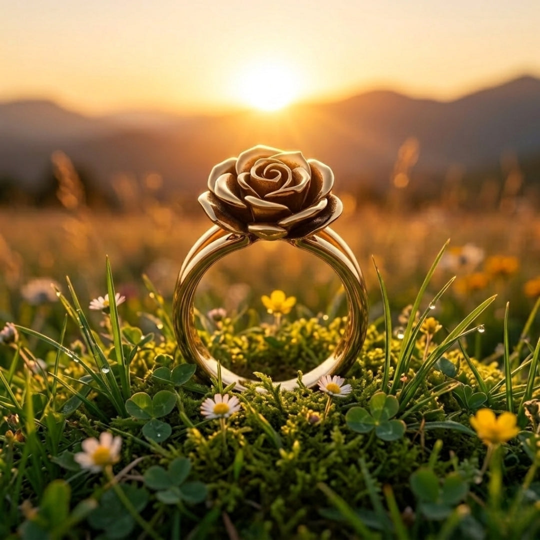 Gold Rose Flower Ring