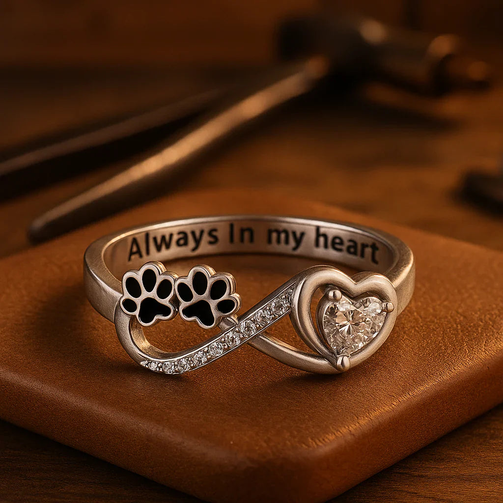 'Always in my Heart' Infinity Paw Heart Ring