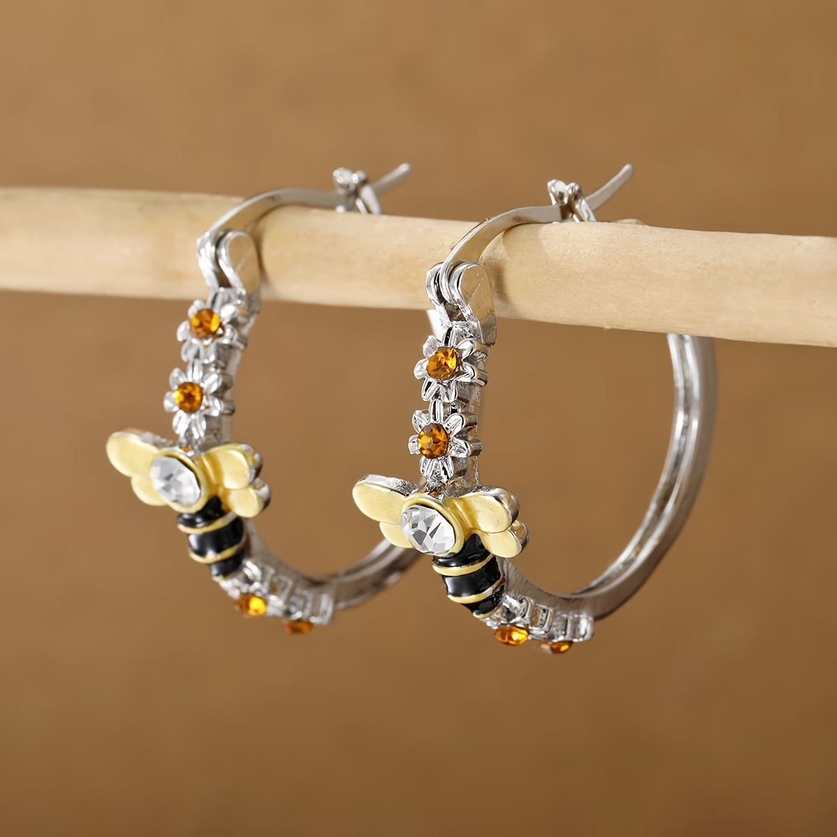 Bee Zirconia Hoop Earrings