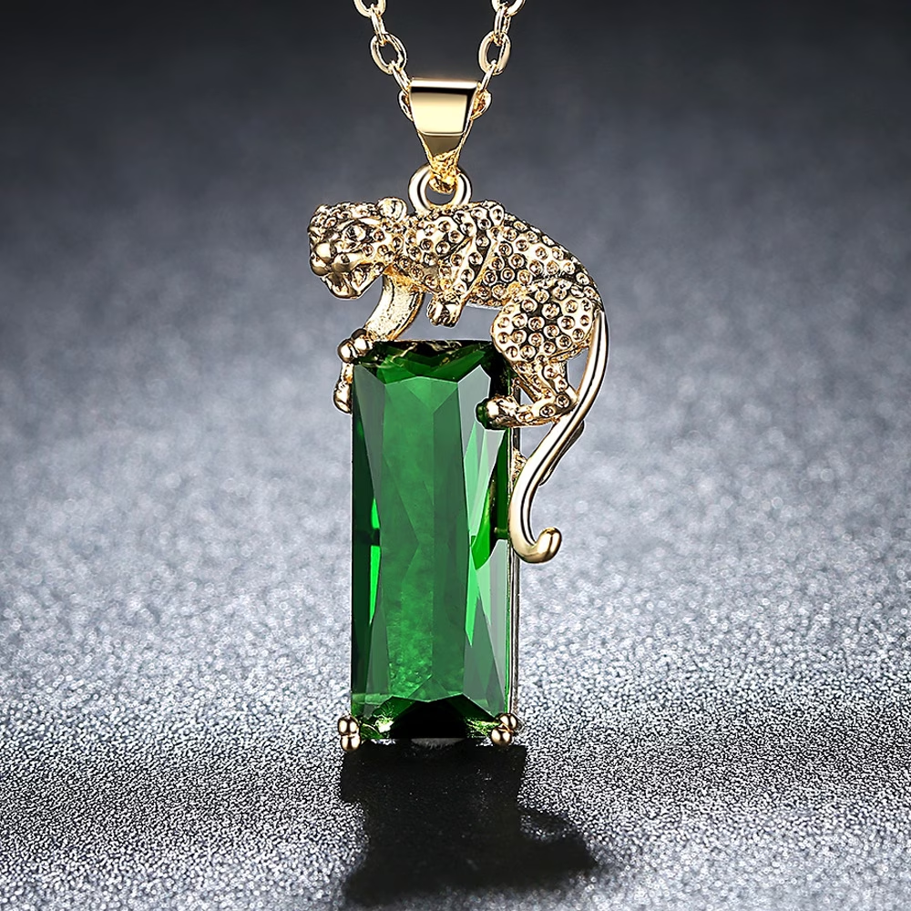 Elegant Leopard Emerald Necklace