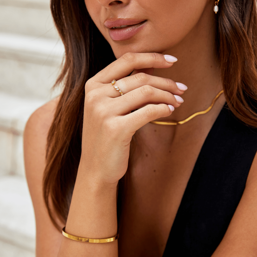 Lily Crystal Gold Vine Ring