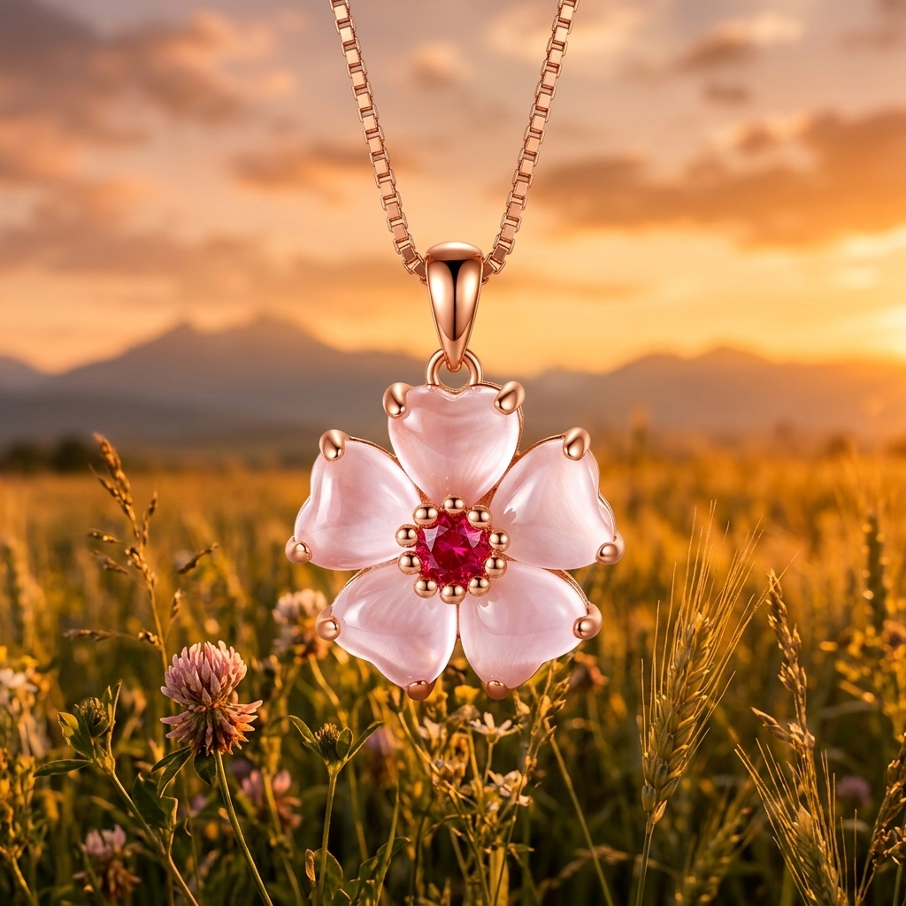 Pink Hibiscus Rose Necklace