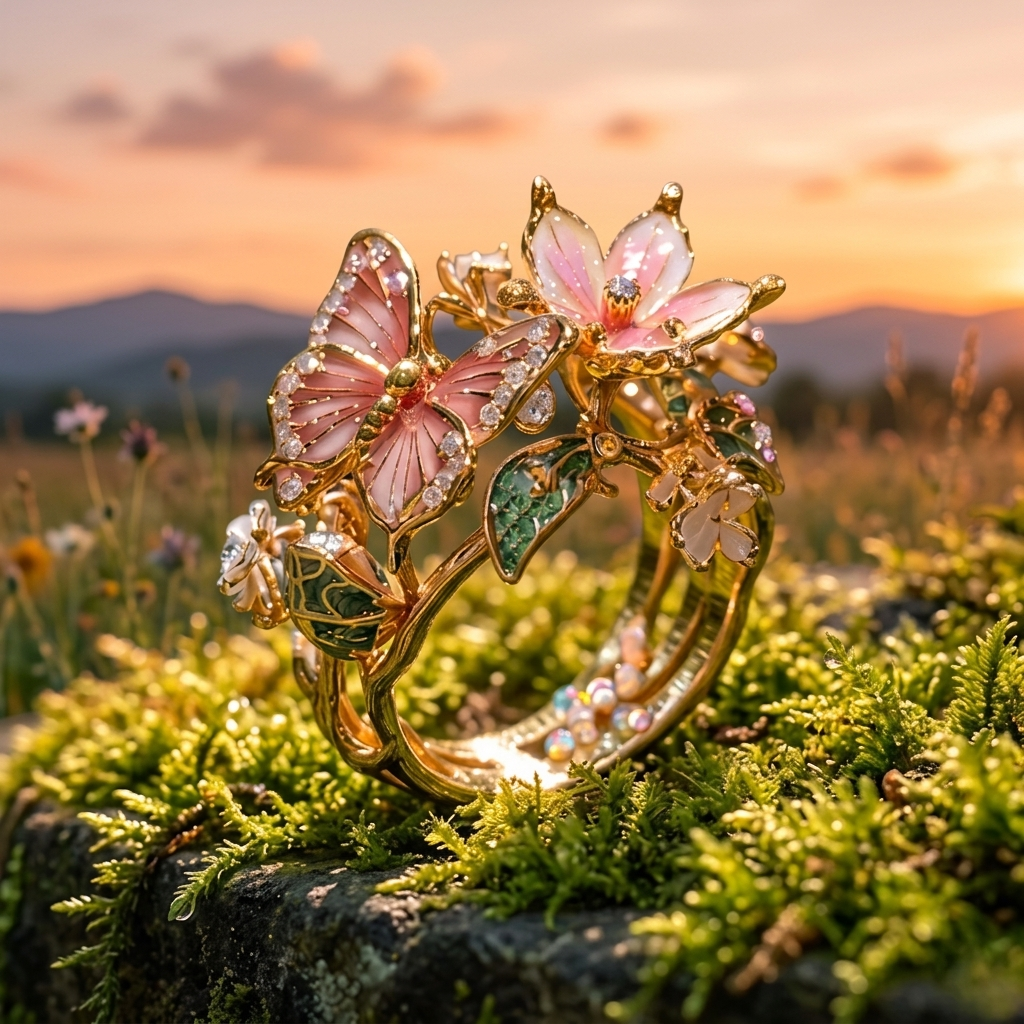 Nature Bright Butterfly Zirconia Ring