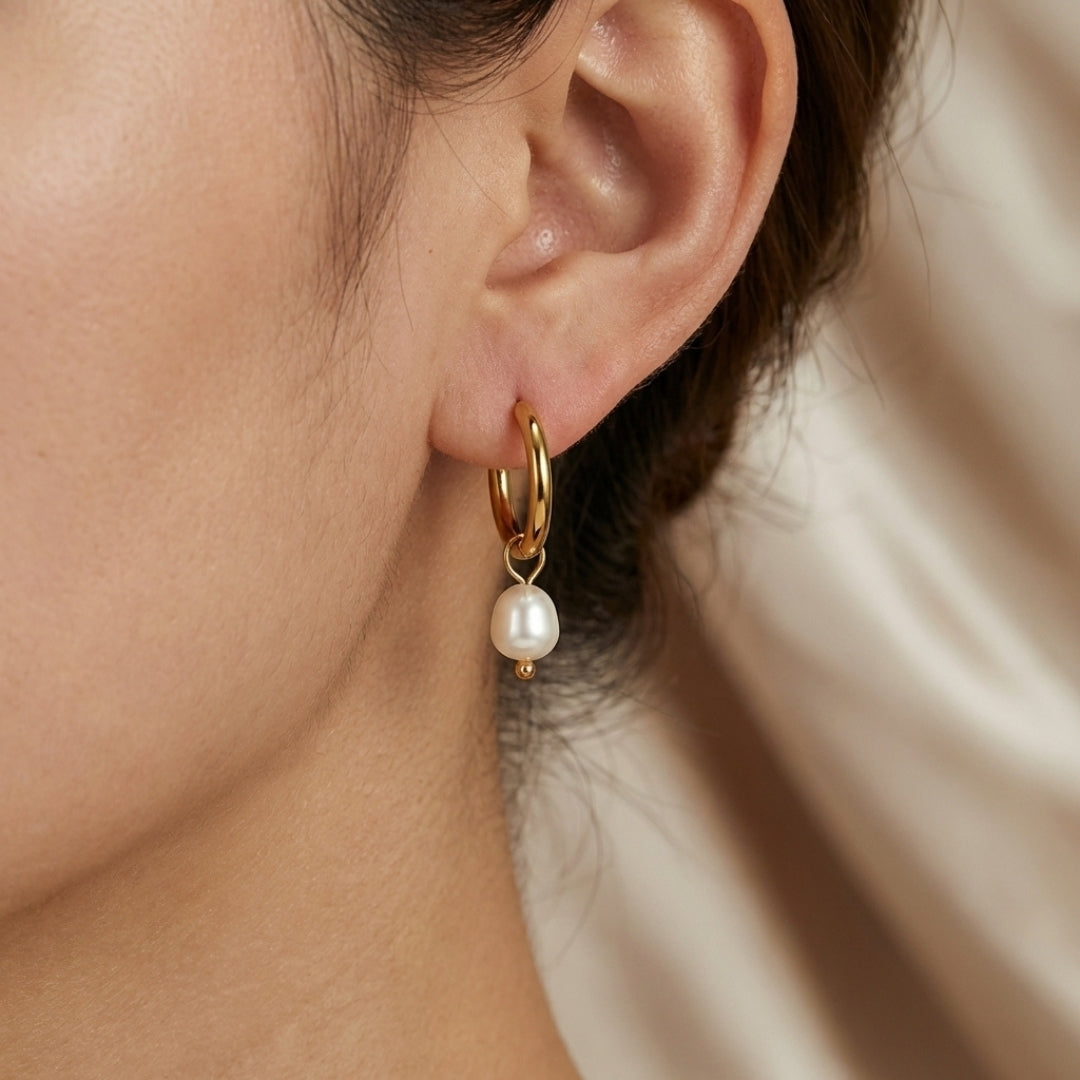Freshwater Pearl Bella Hoop Earrings