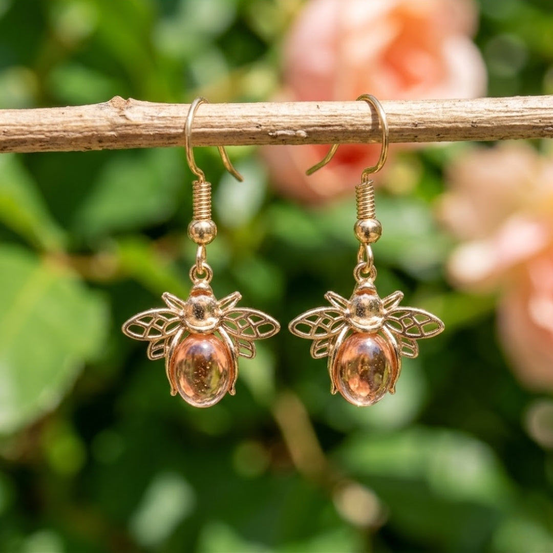 Crafted Bee-Shaped Earrings