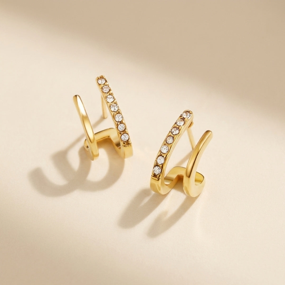 18K Gold & Crystal Claw Earrings