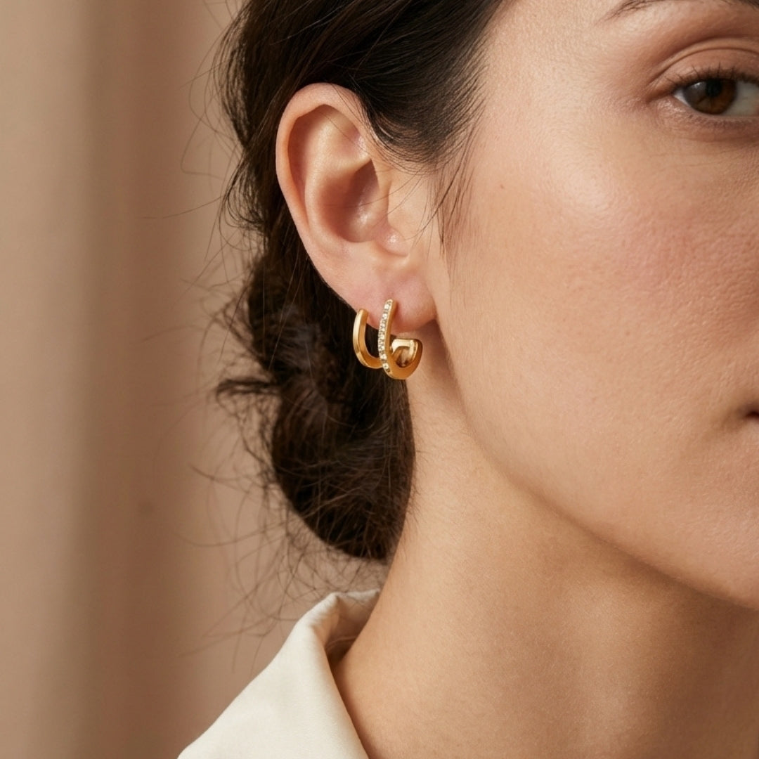 18K Gold & Crystal Claw Earrings