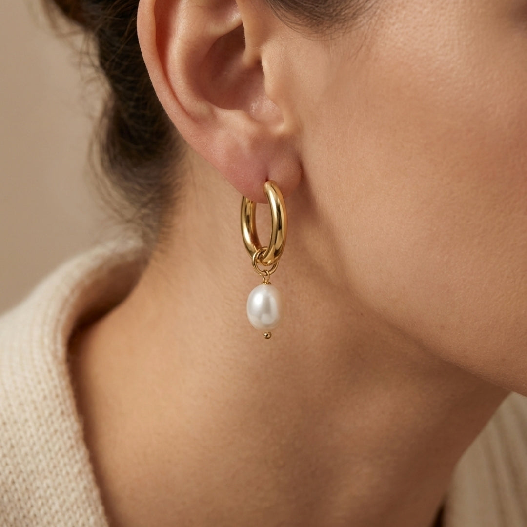 Bethany Pearl Drop Hoop