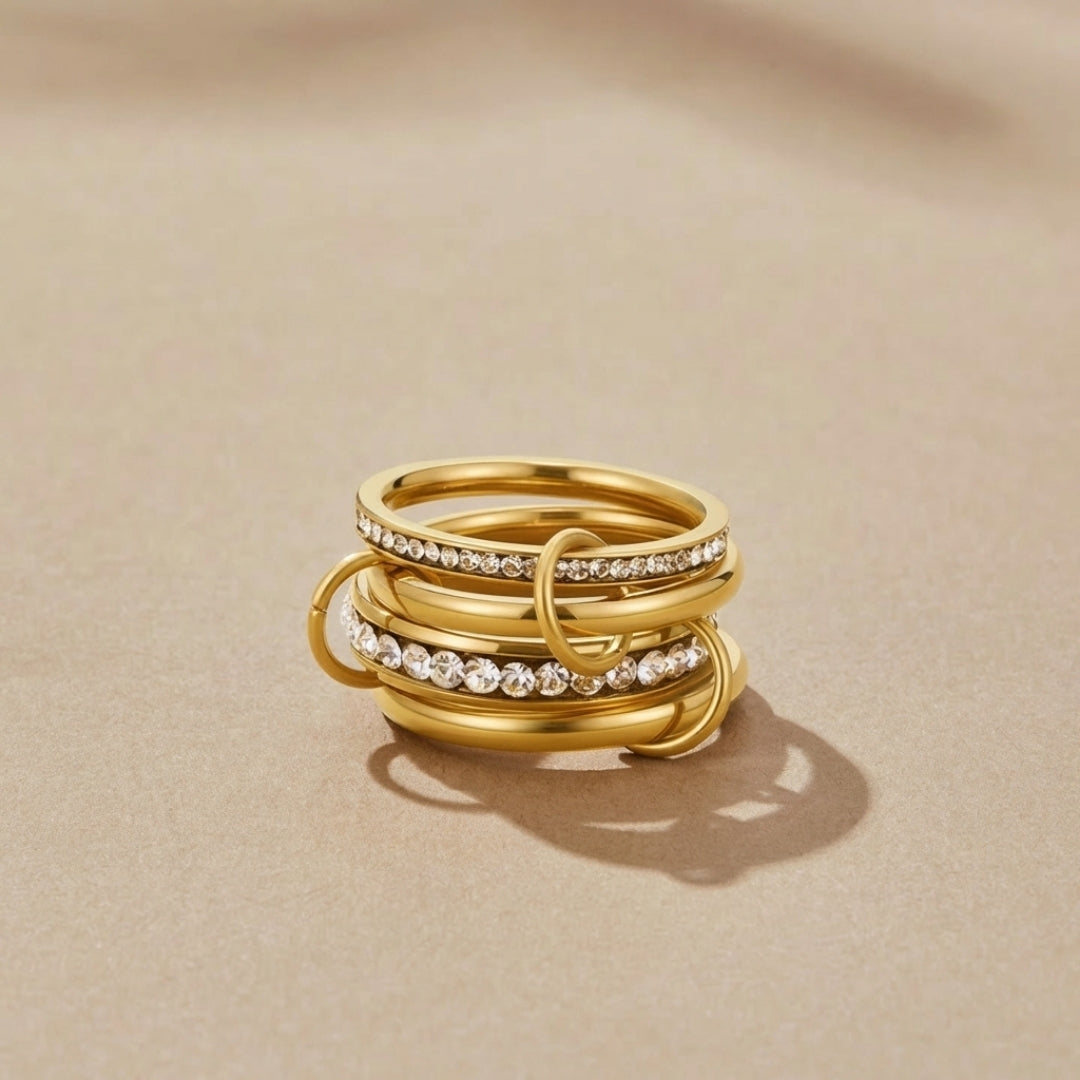 'Forever' Link Crystal & Gold Ring