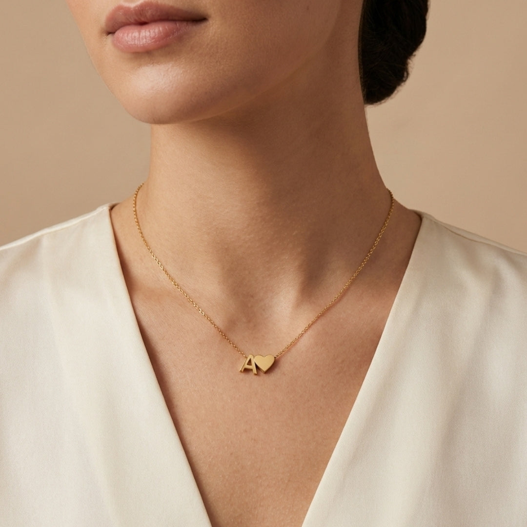 Forever Love & Letter Gold Necklace
