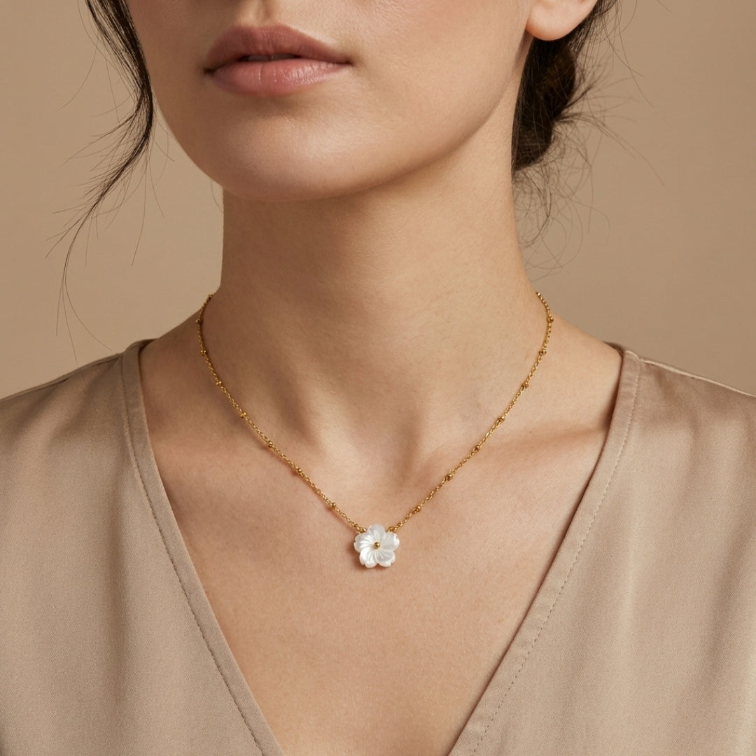 White Blossom Flower Necklace