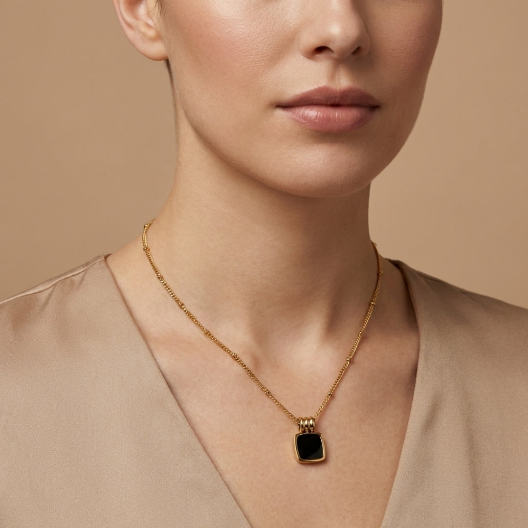 Lucia Black Pendant Necklace