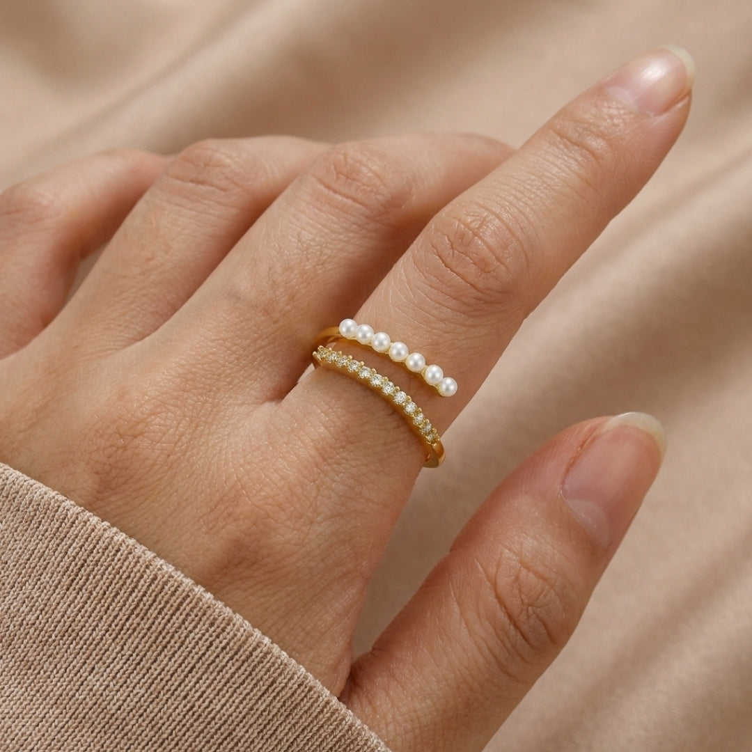 “Wrap Me” Pearl & Crystal Ring