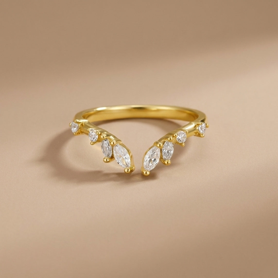 Lily Crystal Gold Vine Ring