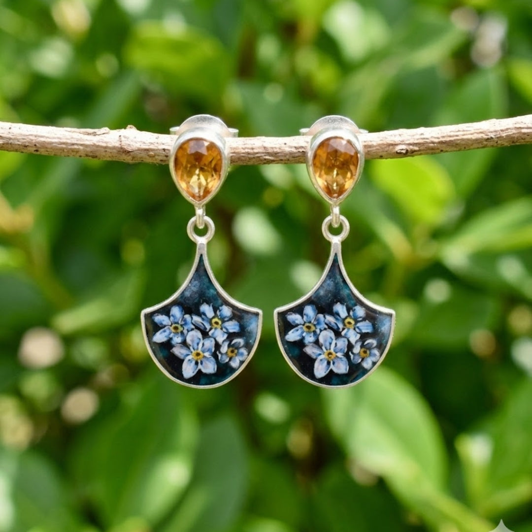 Blue Blossom Dangling Earrings