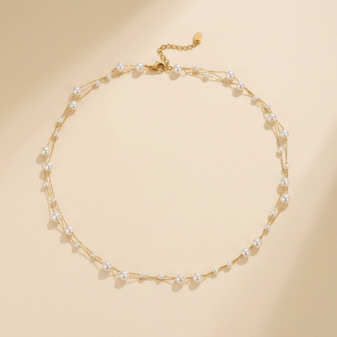 Layered Tori Pearl Necklace