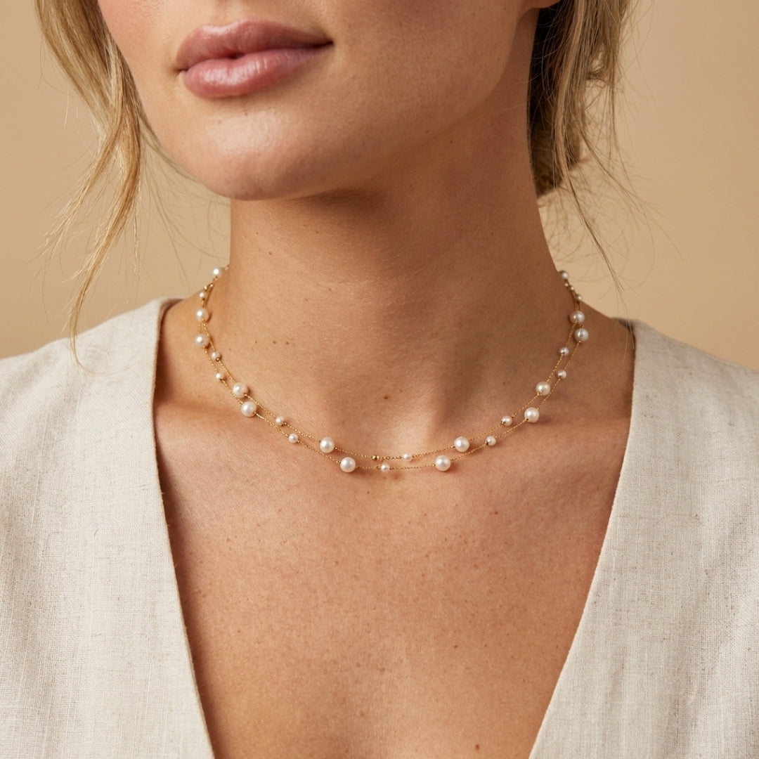 Layered Tori Pearl Necklace