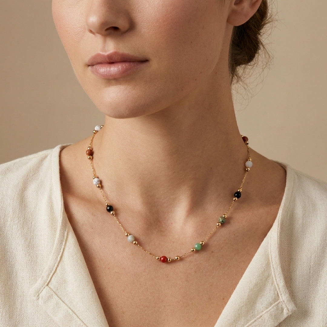 Lulu Beaded Stone Necklace