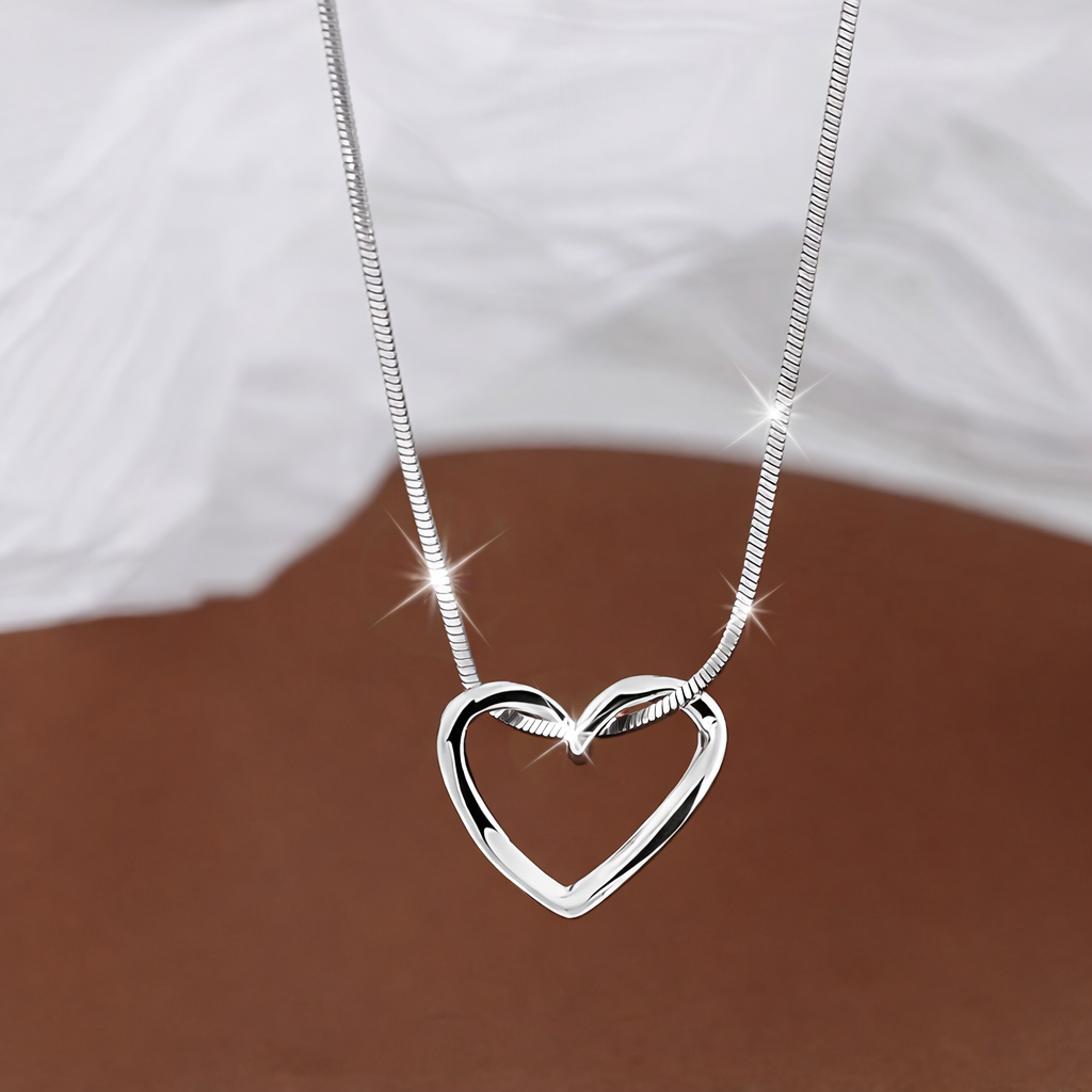 925 Silver Hollow Heart Necklace
