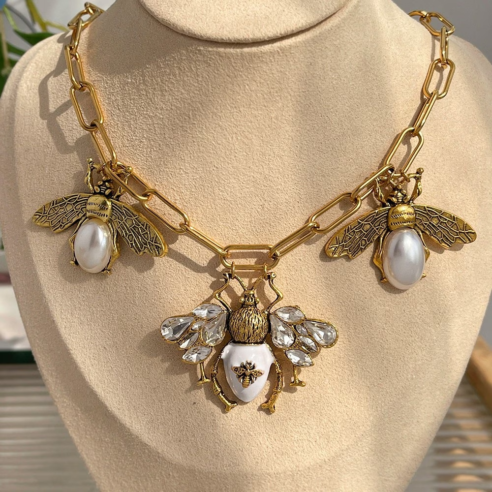 Bohemian Pearl Bee Necklace
