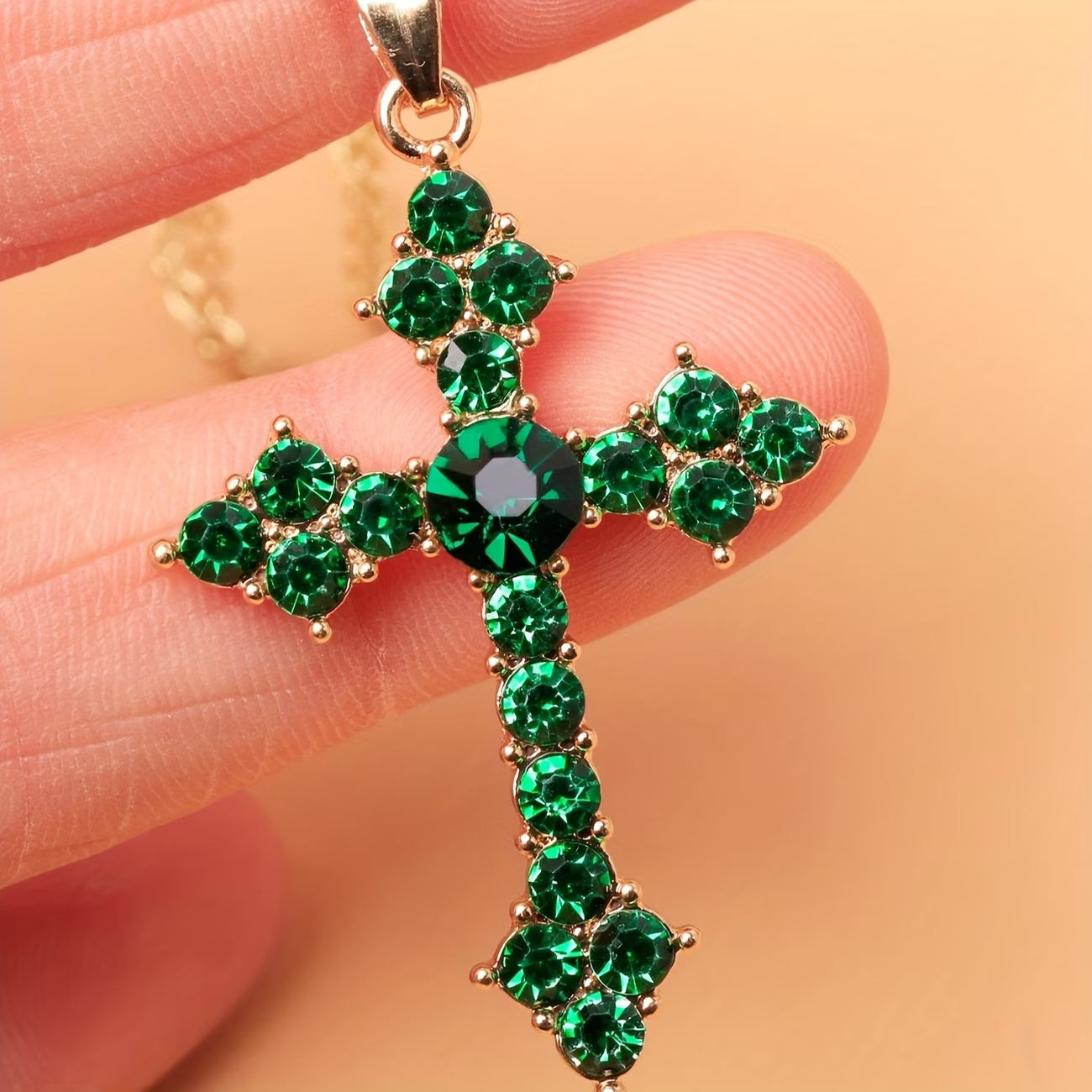 Green Cross Gold Necklace