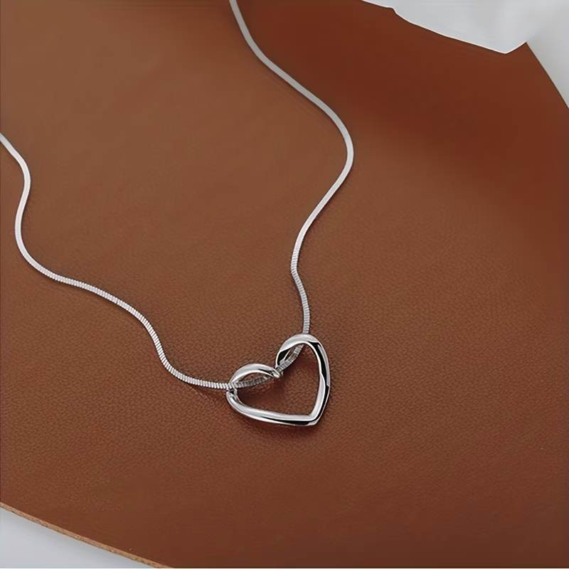 925 Silver Hollow Heart Necklace