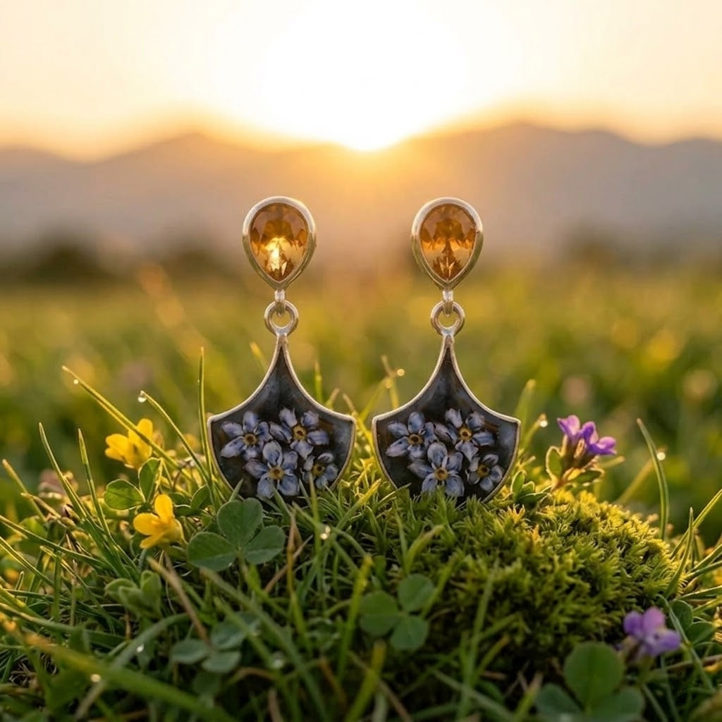Blue Blossom Dangling Earrings